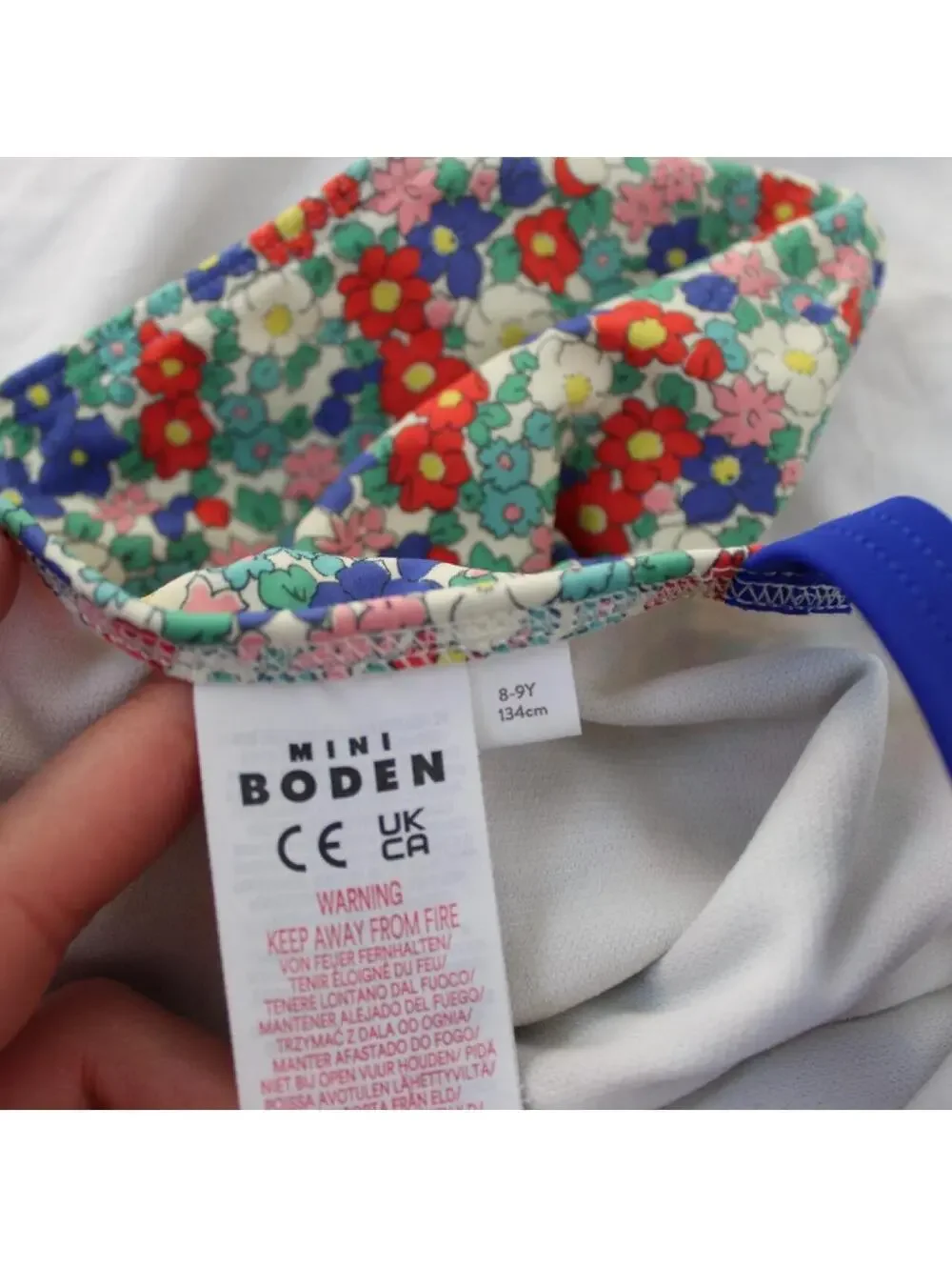 Mini Boden cross-back printed floral one piece swimsuit Size 8-9 years